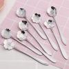 8pcs/set Stainless Steel Christmas Tableware Coffee Spoons Ice Cream Dessert Spoon Flower Cherry Coffee Spoon Mixing Spoon