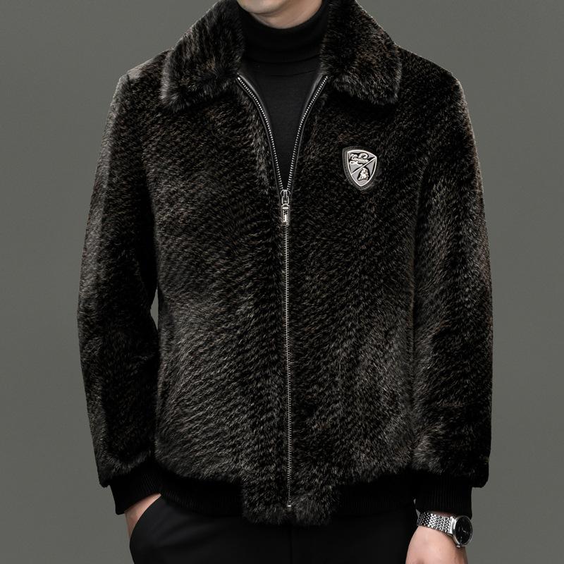 Шуба из меха норки, мужская зимняя короткая куртка, новая толстая шуба из искусственного меха енота