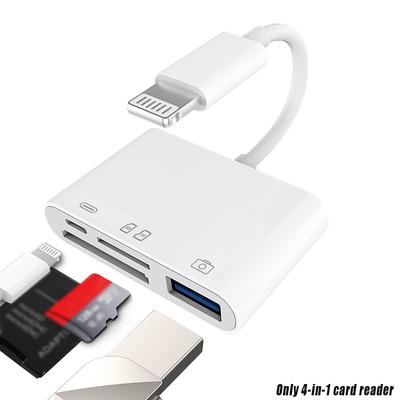 4 в 1 USB OTG кард-ридер совместим с картой памяти SD/TF для iPhone, Samsung, Xiaomi, быстрая зарядка, ios, порт Type C