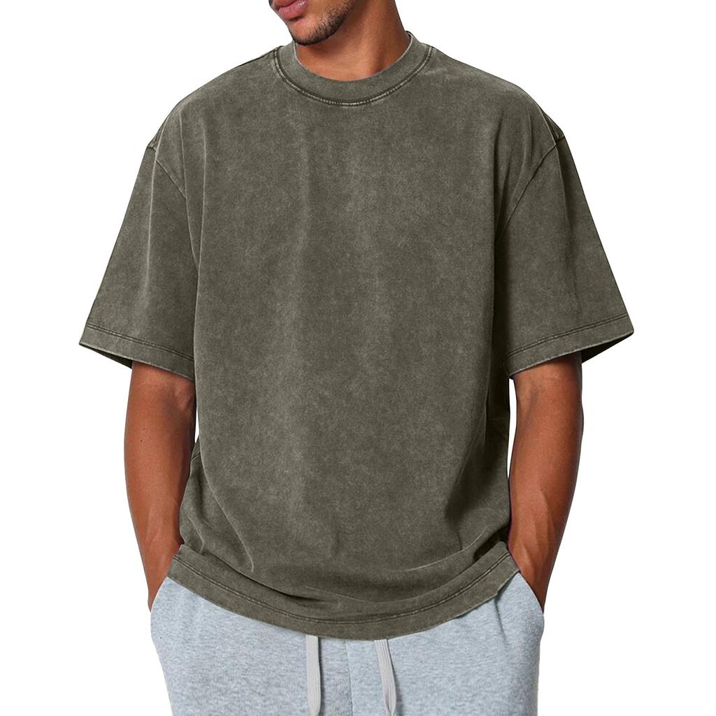 Мужской летний однотонный топ с круглым вырезом, свободный, с коротким рукавом