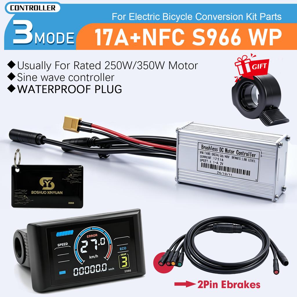 Electric Bike 17A 26A 30A BLDC Three-Mode Waterproof SineWave Controller 24V36V48V 250W750W1000W For Ebike Conversion Kit Parts