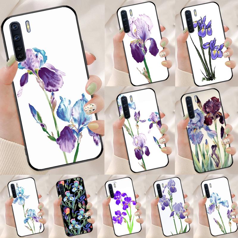 Фиолетовый ирис Цветок Акварельный Чехол Для Oppo A94 A54 A40 A60 A80 A98 A78 A18 A38 A58 A16 A76 A96 A17 A77 A74 A57S A15 Обложка