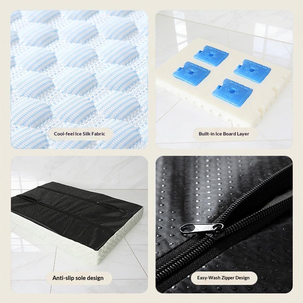 Ice Silk Pet Cooling Mat with Removable Ice Pack, Breathable Washable Dog and Cat Pad, Summer Cool Bed for Heat Relief,