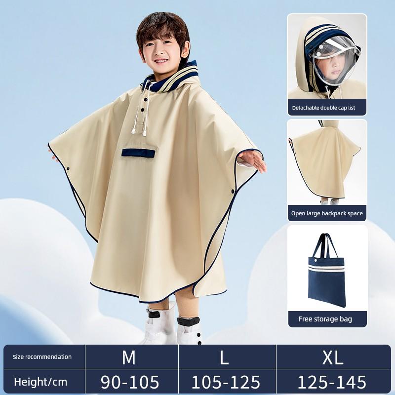 Children's Raincoat for Boys and Girls, Suitable for Older Children, Primary School Students, and Kindergarten Kids, with a Cape-Style Design and a