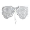 Women Girls Vintage Lolita False Fake Collar Shawl Sweet Ruffles Lace-Up Bow Decorative Necklace Choker Short Poncho