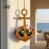 Vintage Style Porch Plant Pot Rustic Metal Anchors Hanging Planter, Nautical Wall Holder, Coastal Flower Succulents Flowerpot for Indoor Outdoor