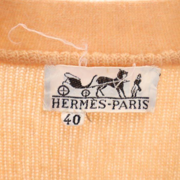 Hermes Long Sleeve Silk Knit Cardigan 40 Orange Series Women Used