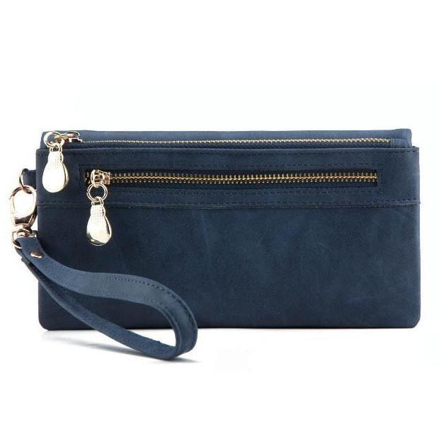 Женские кошельки Матовая кожа Кошелек Двойная молния Дневной клатч Сумки-браслеты CLE