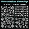4pcs Glitter Snowflake Wall Sticker Window Clings Sparkling Window Clings Wonderland Decorations Window Stickers Snowflake Electrostatic Glass Sticker