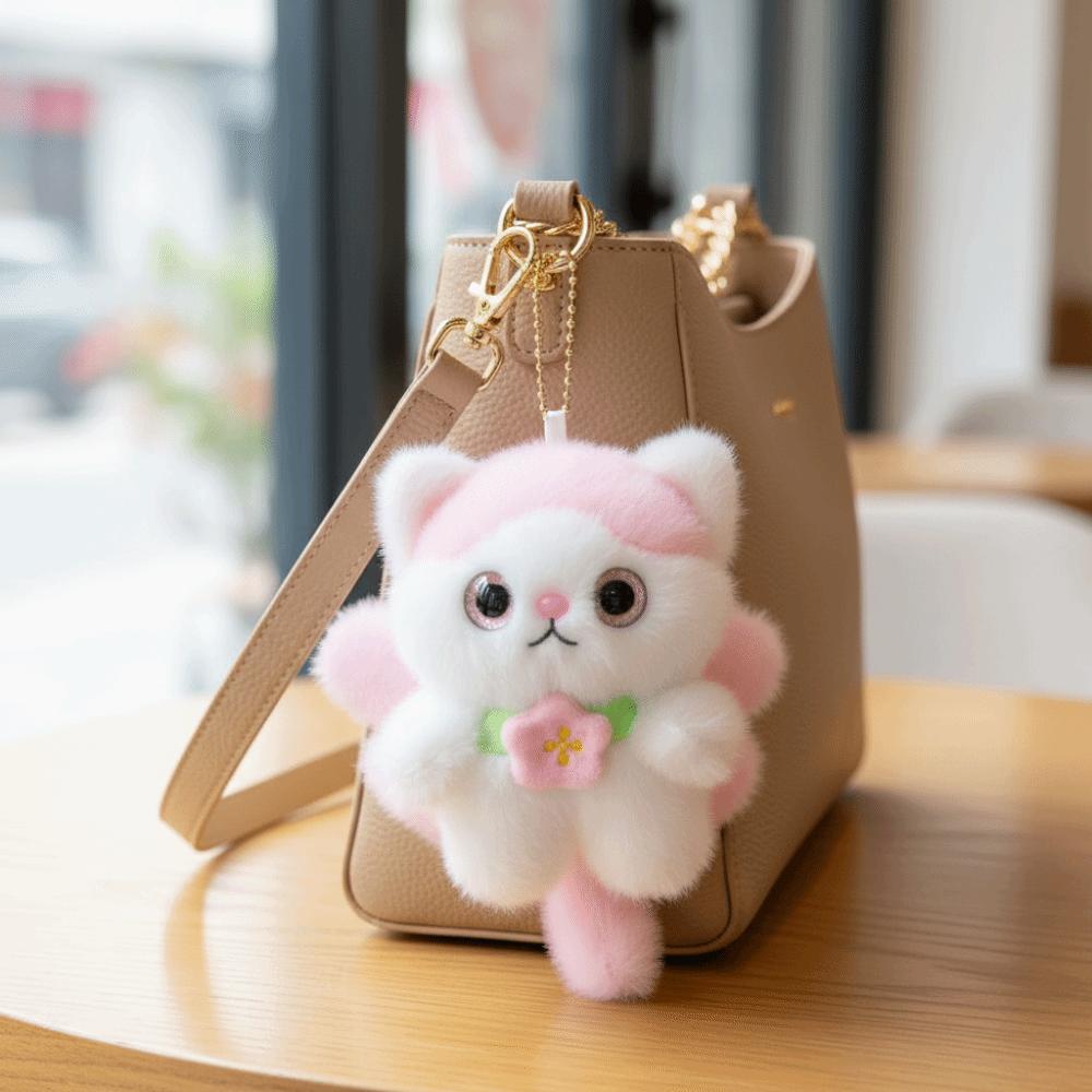 Mini Size Cat Plush Keychain Soft Fluffy Kitten Plush Keychain  Bedroom Decor