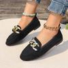 2024 High Quality Women's Shoes New Fashion Solid Color Slip-On Women's Flat Shoes Metal Decoration Round Toe Flat Loafers
