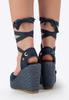 Wittchen Women's Wedge Espadrilles With Tie, Navy Blue, Synthetic Material