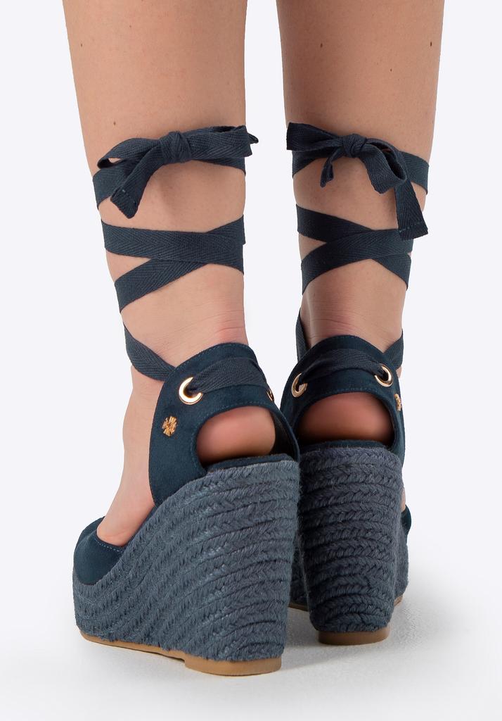 Wittchen Women's Wedge Espadrilles With Tie, Navy Blue, Synthetic Material