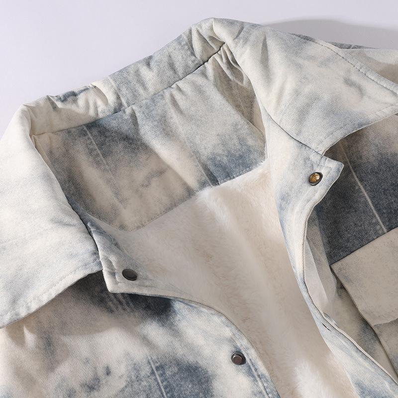 Бархатная рубашка с длинным рукавом мужская утолщенная и теплая американская рабочая одежда для пар национальная куртка мужская в повседневном стиле