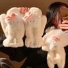 Cute Star Cat Plush Gloves Girls Winter Warm Plush Thickened Neck Student Outdoor Riding Gloves