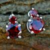 Red Garnet Gemstone Stud Earrings,925 Sterling Silver Earrings