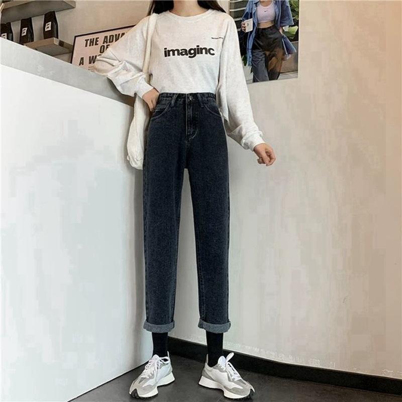 Летние женские тонкие широкие джинсы с высокой талией, прямые свободные брюки в корейском стиле