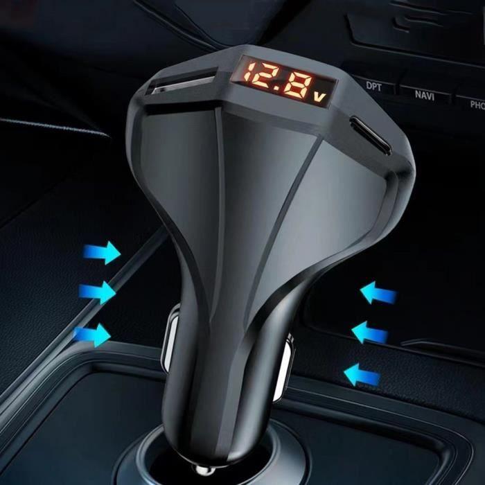 Chargeur - E.F.CONNECTION - Chargeur Rapide - 2 Ports Type-C et USB - Affichage de Volte - Noir