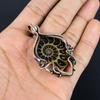 Ammonite Fossil 999 Copper Wire Wrapped Pendant, Handmade Gemstone Jewelry Pendant For Memorial Day