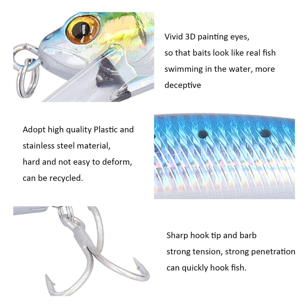 Sea Fishing Sinking Lure 60g Stainless Steel Plastic Artificial Simulation Eye Bait Accessory