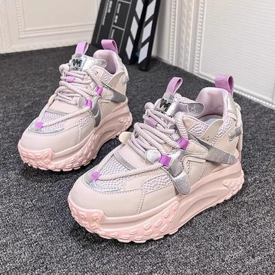 Женские туфли на толстой подошве, кожаные модные женские туфли, повседневные с внутренней высотой, легкие спортивные туфли