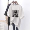 Women's Korean Style Loose Fit White T-Shirt - Plus Size, Short-Sleeved, Mid-Length, Summer 2025 Collection.