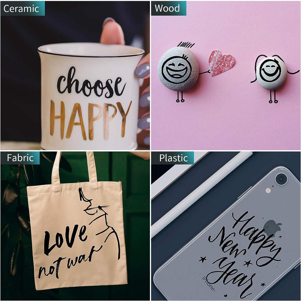 6Pcs/set Black Acrylic Paint Pen For Rock Painting Stone Ceramic Glass Wood Tire Fabric Metal Canvas Graffiti Pen