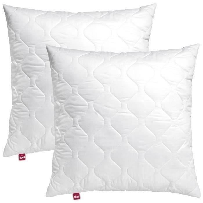ABEIL Set of 2 Quilted Memory Foam Pillows - 60x60 Cm - White