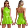 Women Wetlook Patent Leather Dress Tank Latex Shiny Party Mini Dress Clubwear