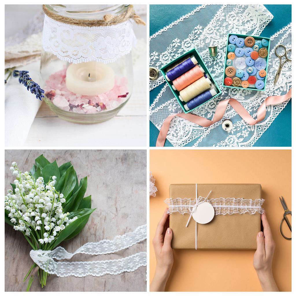 Lace Trim Ribbon Non-stretch Lace Sewing Roll Gift Package Floral Wrapping for Party Home Decor Dress Craft 1.8 Inch x 25 Yards