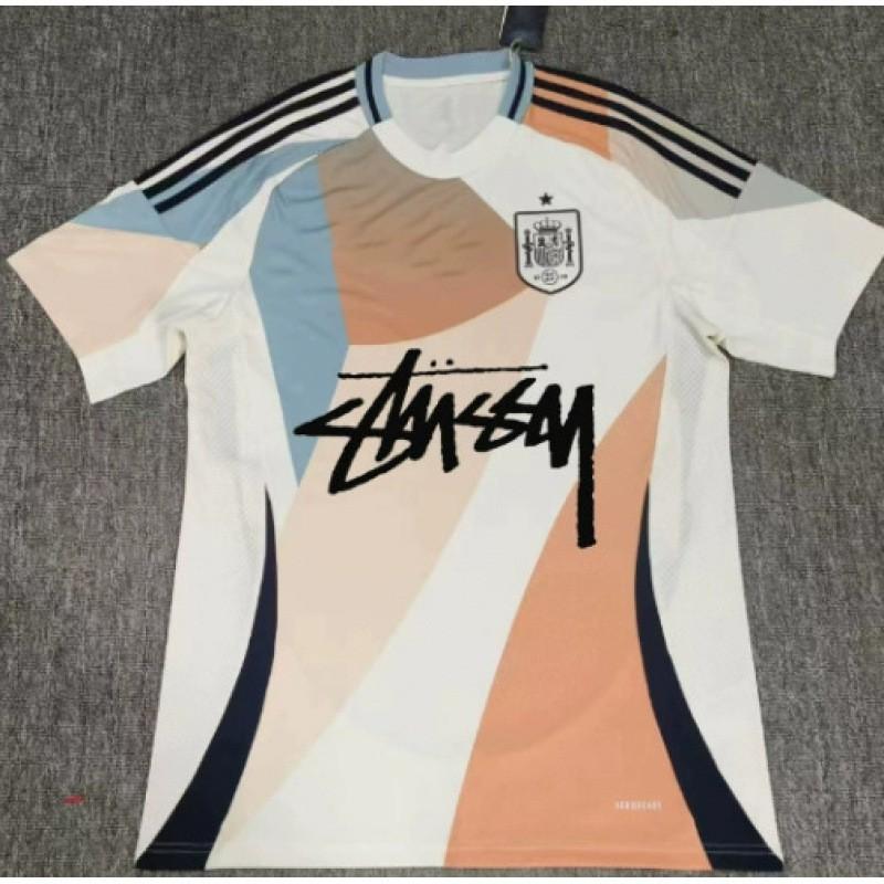 Stussy Signature Soccer Jersey Retro Brazil Argentina Portugal Football Training Shirt Men Women Short Sleeve