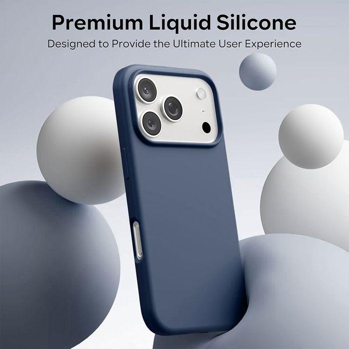 Coque Silicone - BOOLING - pour iPhone 17 Pro - Anti-Rayures Antichoc Mat Bleu Marine