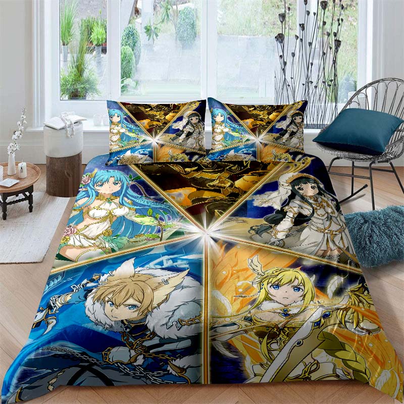 3D Printed Sword Art Online Bedding Set, Three-Piece Set, Includes Printed Duvet Cover and Pillowcases, Adult Size65