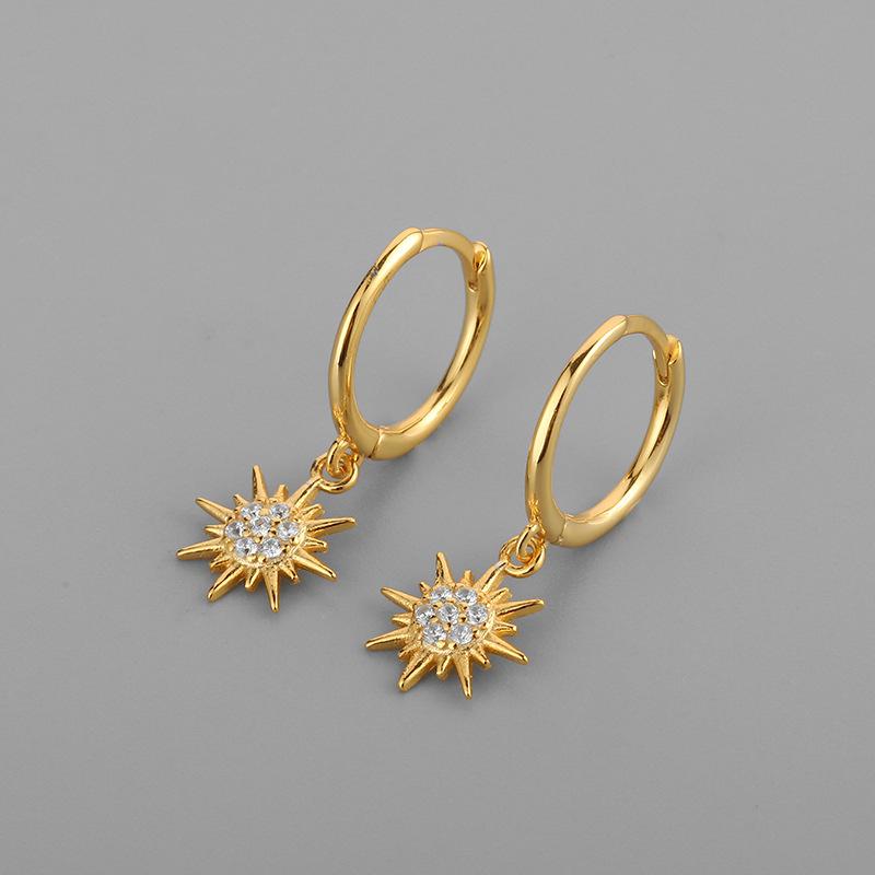 925 Sterling Silver Circle Earrings For Women Trendy Sun Zircon Tassel Earring Jewelry Prevent Allergy Party Accessories G