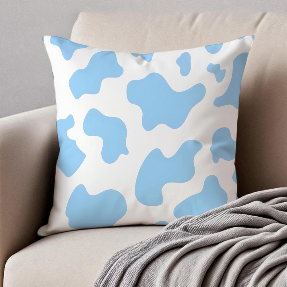 CCow Print Cushion Cover Pillowcase Antidustmite Invisible Zipper Short Plush Sofa Cushion