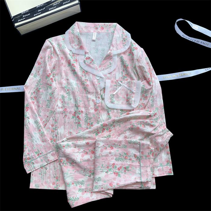 Комплект из 2 предметов пижамы для женщин осень-зима женская пижама ночная рубашка повседневная универсальная пижама