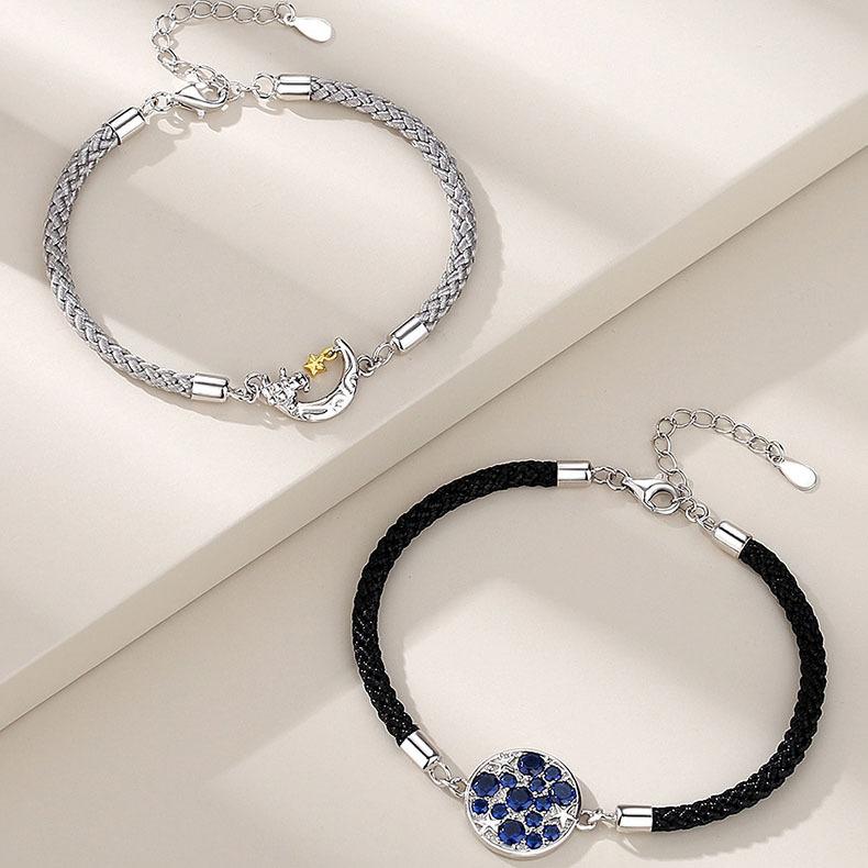 Star and Moon Accompany Couple Bracelet A Pair of Couple Hand Rope Niche Design Valentine's Day Commemorative Gift