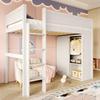 Children's Bed Loft Bed 90x200 Cm Wardrobe Storage Compartment Open Underbed Space Pine Wood Bed Frame Slat Base White