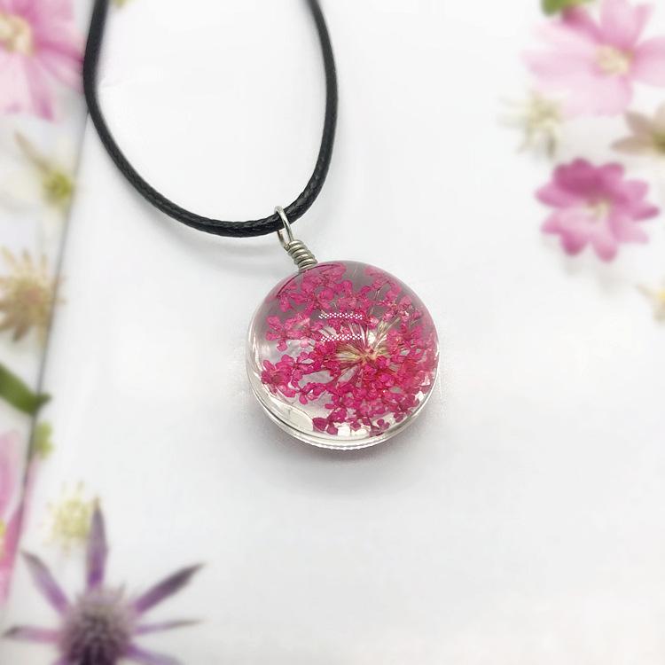 Beautiful Dandelion Necklace Eternal Flower Clavicle Chain Male and Female Couples Crystal Dried Flower Glass Ball Pendant Accessories
