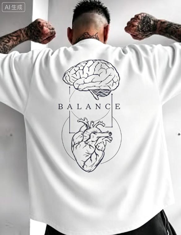 Unisex Brain Heart Sketch Graphic T Shirt White Oversized Short Sleeve Art Streetwear Tops