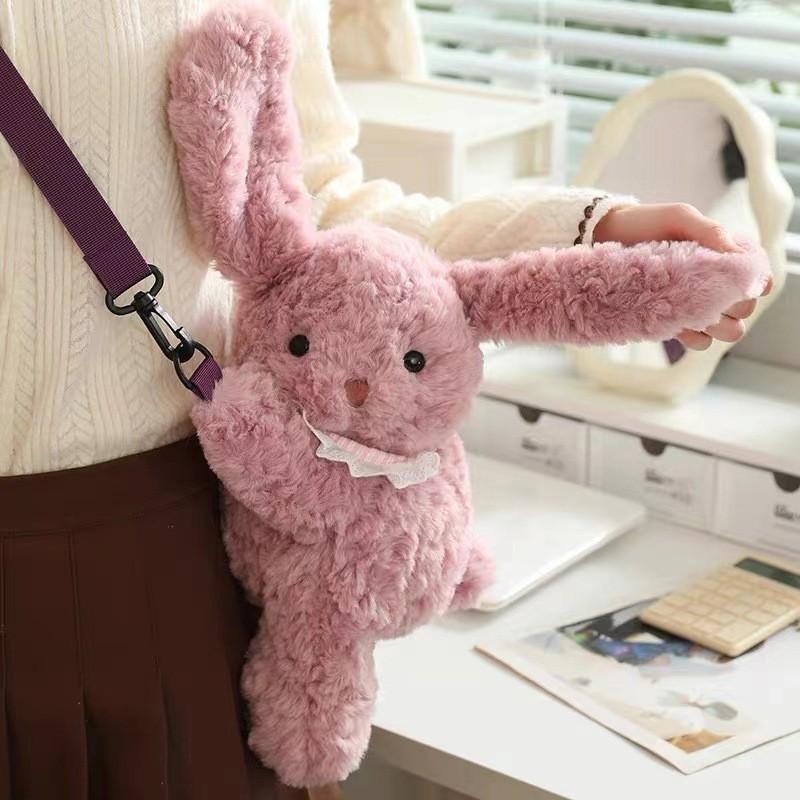 Sheep Rabbit Bear Elephant Plush Single Shoulder Crossbody Bag Animal Toy Doll