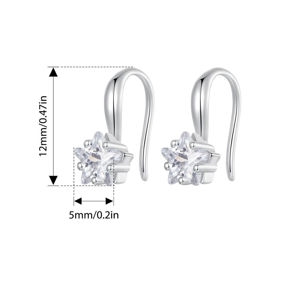 WOSTU Оригинальные ушные крючки из стерлингового серебра 925 пробы с зеленой звездой, пряжки для ушей с нано-камнем, ювелирные украшения для женщин, роскошный подарок для вечеринки