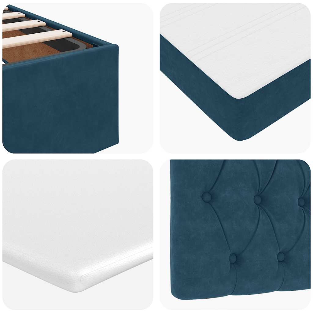 Ottoman Bed with Mattresses Dark Blue 200x200 cm Velvet