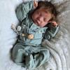 19 Inch Lifelike Bebe Reborn Dolls Levi with Closed Eyes Finished 3D Painted Skin Newborn Figure Toys for Kids Child Holiday Birthday Surprise Present