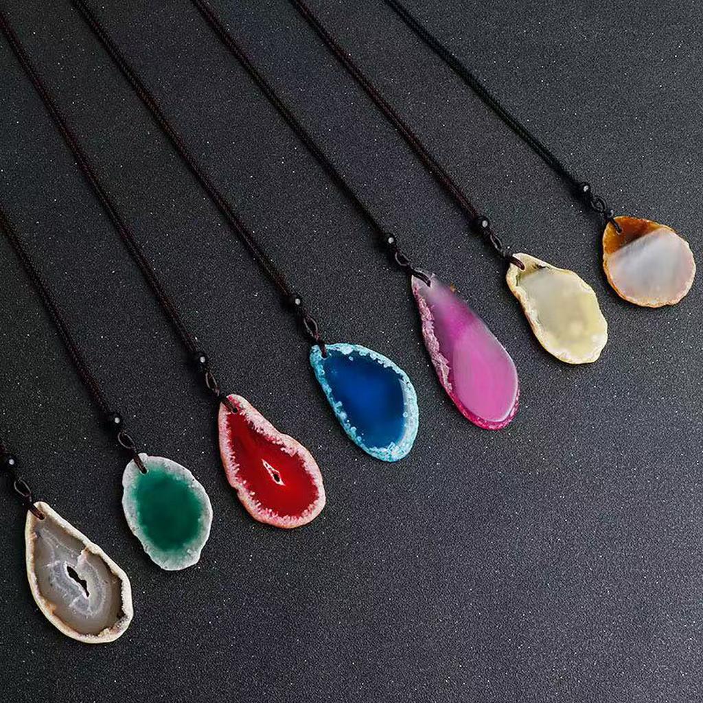 1Pc, Reiki Healing Crystal Cluster Necklace Pendant, Irregular Quartz Crystal Druzi Charms with Chain Necklaces for Women Men Jewelry, Holiday Crafts