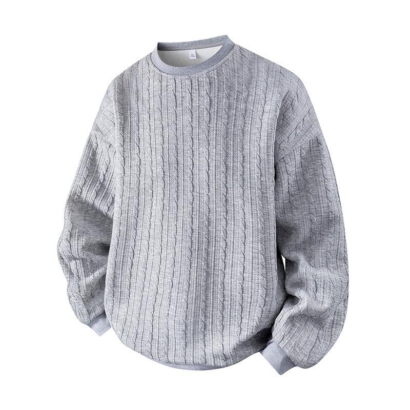 Men S Jacquard Crew Neck Loose Fit Casual Hoodie