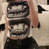 Одежда Y2K, винтажная блузка Harajuku 2000-х годов, женская футболка с принтом Goth Lip KISS, укороченный женский клубный топ E-girl EMO