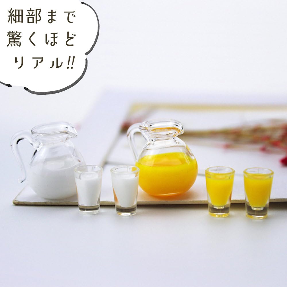 Moin Moin Miniature Scale Milk Cups Pitcher Set Doll Furniture Accessories Tableware Water Jug Summer Glass Ice Glass Realistic 2406mini50 1/6 + /
