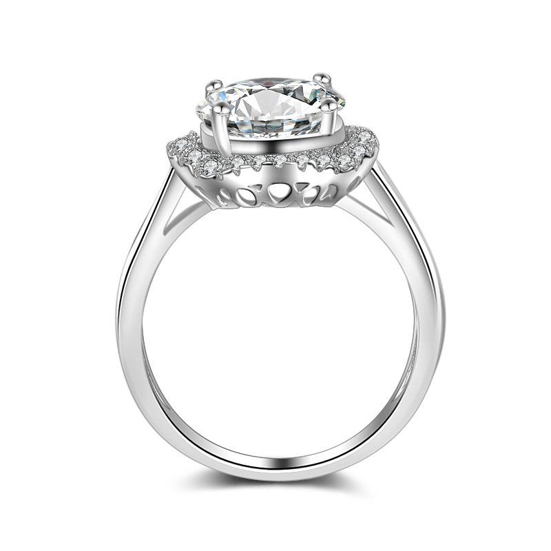 Кольцо с муассанитом цвета D, женское кольцо 3 карата, обручальное кольцо с платиновым покрытием, стерлинговое серебро, обручальное кольцо с бриллиантом, обручальное кольцо, подарок для подруги