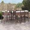 VidaXL 9-piece Garden Bar Set with Brown Poly Rattan Cushions, Bar Table Set, Bar Table and Chair, 3200650